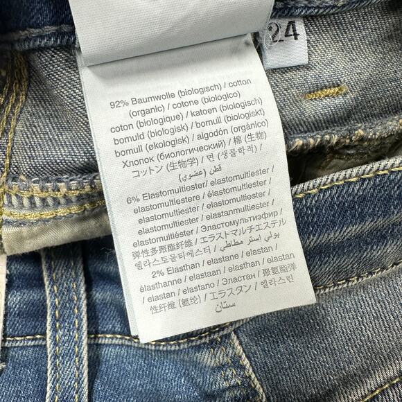 Closed NWT Skinny Pedal Pusher High Rise Jeans Mid Blue Size 24 Italy Distressed - Picture 9 of 12